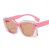Sunglasses Retro Square Women Fashion Brand Designer Yellow Pink Shades UV400 Men Trending Polygonal Leopard Sun Glasses
