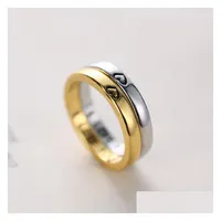 Band Rings Heart Couple I Love You Minimalist Sier Gold Color Finger For Women Men Engagement Jewelry Gift Wedding Drop Delivery Ring Dh2Jr
