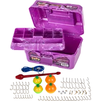 Flambeau Outdoors 355BMT Big Mouth Tackle Box 89-Piece Kit, Complete Starter Fishing Tackle Kit with Stringer, Hooks, Bobbers and more - Purple Swirl