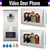 Video Door Phones 2 Units Apartment Intercom System Phone Kit HD Camera 7 Inch Monitor With RFID Keyfobs For Household