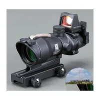 Hunting Scopes Trij Acog 4X32 Black Tactical Real Fiber Optic Red Illuminated Collimator Dot Sight Riflescope Drop Delivery Sports Ou Dhrob
