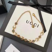 18K Golk Charkle Colar Colar Brass Brass Copper Designer Chain G-Letter Pingents Fashion Womens Colar Jewelry Acessórios