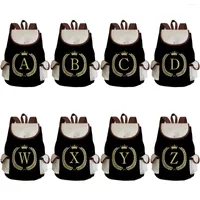 School Bags Black Women Backpack Fashion Crown Golden Letters Backpacks For Students Customizable High Capacity Girls Daily