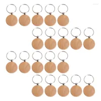 Keychains 20 Pcs Blank Wooden Keychain Personalized Round Key Diy Wood Tags Can Engrave Gifts