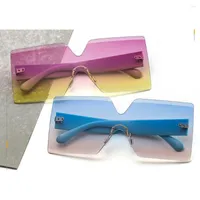 Sonnenbrille Frauen Square Männer Gradient transparent randlose Sonnenbrille Retro hochwertiger Windschutzschild NX