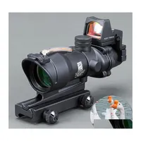 Hunting Scopes Trij Acog 4X32 Optic Scope Riflescope Cahevron Reticle Fiber Green Red Illuminated Sight With Rmr Mint Drop Delivery Dh1Cr