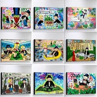Alec Graffiti Room Frame) Money Street Art Canvas Prints Cuadros för bilder miljonär dekoration monopol målning levande vägg okepew
