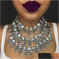 Collar colgante Dvacaman Collar hecho a mano de lujo para mujeres Fiesta de bodas Bohemio Brillante 3 PCS/Set Crystal Choker Jewelry Deli Dhisl
