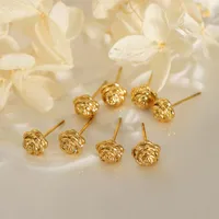 Stud Earrings Items Korean Fashion Jewelry 316L Stainless Steel 18k Gold Plated Rose Flower For Women