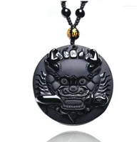 Pendant Necklaces Stone Hand Carved Chinese Dragon Head Charm Necklace
