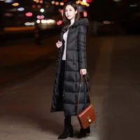 Women's Trench Coats Winter Long Knee Cotton Padded Women's Thickened Slim Hooded Coat Dress Plus Size