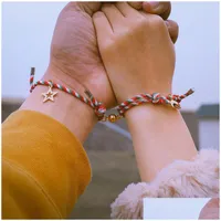 Charm Bracelets 2pcs Magnetisches Paar Armband Zauber einstellbare Beziehung Matching Friendship Seil Set f￼r Liebhaber Freund Weihnachten DH6MN