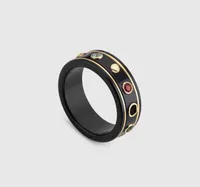 Fashion Black Ceramic Cluster Rings Bague Anillos voor heren en vrouwen verloving bruiloftspaar sieradengift