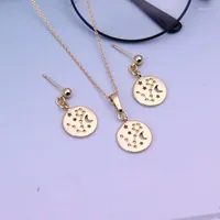 Necklace Earrings Set JH Brand Jewelry 12 Constellation Pisces Round Tag Personality Pattern Small Women