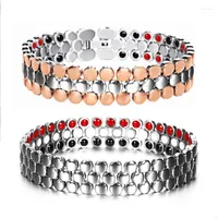 Link Bracelets Fashion Titanium Steel Negative Ion Health Energy Bracelet Three-layer Spherical Stainless