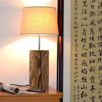 Floor Lamps Product Homestay Retro Style Wooden Pile Table Lamp Reading LED Eye Protecting Net Red Light Luxury Solid Wood Study