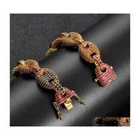 Link Chain Hip Hop Bracelets Exquisite Bling Mticolor Zircon Fashion Men 18K Gold Plated Button Jewelry Drop Delivery Dhxjr