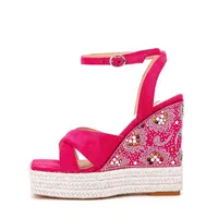 Sandals Summer Peep Toe Wedges Diamond Platform High Heels Arrival Elegant Party Shoes