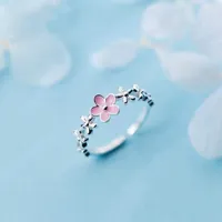 Cluster Rings Original 925 Sterling Silver Flower Rings For Women Counple Wedding Engagement Silver Women's Diamond Plant Ring Fine Jewelry G230202