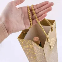 Gift Wrap 5Pcs 1Set Packaging Bag Red Wine Paper Bags Creative Box Tote