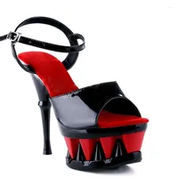 Sandals Shoes Woman Red Black High Heels 15cm Fenty Beauty Women Summer Platform Fashion Ladies Stripper Big Size 43