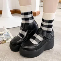 Dress Shoes COOTELILI Woman Pumps 2023 Fashion Round Toe Non-slip Basic 7.5cm Heel Hook And Loop Platform Women Size 34-39