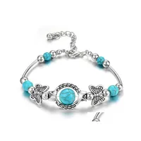 Beaded Europe Fashion Jewelry Womens Turquoise Beads Charms Bracelet Lady Bracelets Drop Delivery Dhrpt
