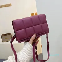 Evening Bags Fashion Solid Color Shoulder For Women PU Leather Plaid Totes Bag