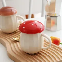 Cups Saucers 2023 Style Creative Cartoon Mushroom Theme Water Bottle Mug Cup Ceramic Material Grey And Red Two Colors
