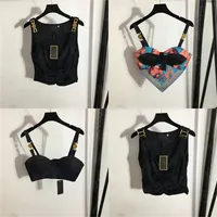 2023womens diseñadores camisetas ropa interior bustier con insignia de metal sexy profundo v de mezclilla tops ropa de mujer