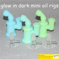 Glow in dark Silicone Bong Water Pipes Silicone Oil Rigs mini bubbler bong Hookahs Free Glass Bowl nectar collector dabber tools