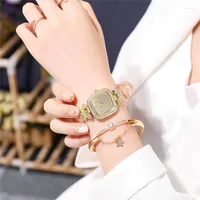 Armbanduhr Geschenkset Frauen Armbanduhr Drop Fashion Watch für Frauen Kleid Roségold Square Liebhaber Armband Uhren 2023 Quarzuhr