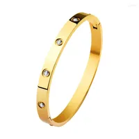 Bangle Design Zircon Round Single Circle Bangles For Women Titanium Steel Luxury Jewelry Ladies Armband Gifts