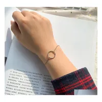 Charm Bracelets Fashion Minimalist Circle Bracelet Gold Color Round Link For Women Girls Jewelry Drop Delivery Ot1B3