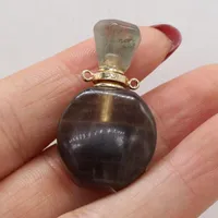 Pendant Necklaces 1pcs Natural Stone Perfume Bottle Essential Oil Diffuser Pendants Charms Fluorite Necklace For Women Trendy Gifts Size