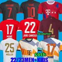 MANE SOCCER Jersey Joao Cancelo Bayern Fans Player Munich Oktoberfest 50th 23 23 De Ligt Sane Kimmich Muller Davies Shirt Men Kids Sets Kit 2022 2023 Musiala