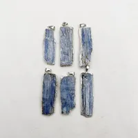 Charms Fashion Natural Kyanite Electroplate Silver Colour Slice Pendants Necklace Jewelry Making Charm Accessories 6pc