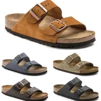 Birk Arizona Gizeh Slippers de gamuza Deslizamiento de cuero en toboganes 2023 Summer Men Flats Sandals Mulas de corcho Unisex Tama￱o de zapatos US5-11