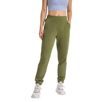 L-29 Outfit da yoga allenamento joggers sport pantaloni nudo sentenza tessuto donna che cola fitness che gestisce pantaloni sudore con due laterali in stile tasca
