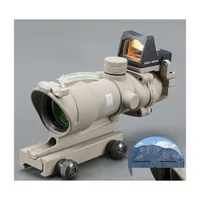 Hunting Scopes Trij Acog 4X32 Tan Tactical Real Fiber Optic Green Illuminated Black Red Dot Sight Riflescope Drop Delivery Sports Out Dhk1G
