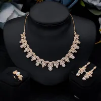 Necklace Earrings Set Trendy Women Fashion Jewelry For Wedding Cubic Zirconia Romantic Bridal Finger Ring Tassel Super Quality Gift