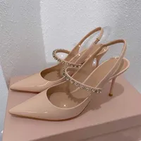 Brand causal 2022 new Baotou sandals fairy summer temperament nude single pointed thin Rhinestone high heels
