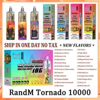 Original RandM Tornado 10000 Puffs Disposable Vape Pen E Cigarette With 1000 Mah Rechargeable Battery Airflow Control Mesh Coil 20ml Prefilled Pod 10K 24 Flavors