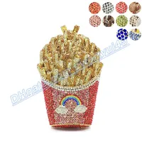 qwertyui45 Shoulder Bags Newest Bridal wedding women evening party special bag diamonds French fry fries rainbow clutches crystal purses 020223H