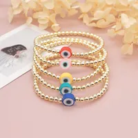 Link Bracelets 10Pcs Turkish Eye Gold Color Beaded Bracelet For Women Trend Jewelry 2023 Polymer Clay Charm Lucky Pulseras