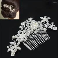 Hair Clips & Barrettes Wedding Accessories Romantic Crystal Pearl Flower HairPin Rhinestone Tiara Bridal Crown Pins Bride CombHair Stre22