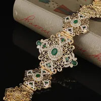 Belts Moroccan Belt Holloway For Women's Wedding Dress Body Jewelry Gold Metal Chain Adjustable Length Bridal Gift 230201