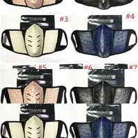 Designer Luxury Leather Face Masks Fashion Solid PU Color Men Women Mouth Cover Dustproof Ostrich Skin Outdoors Breathable Protective Sports INS L7M3