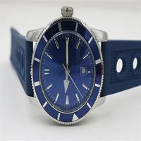 Fine Quality Automatic Mechanical HERITAGE 46 Watch Blue Dial Watch Silver Rubber Belt Siliver Case Men's Wristwatch3432