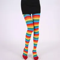 Women Socks 9 Colors Sexy Christmas Stripe Pantyhose High Waist Colorful Thermal Tights Lady Girls Xmas Cosplay Party Stockings